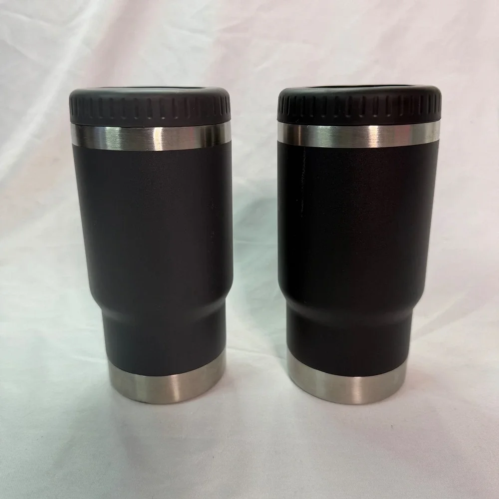 Bass Pro Shops Stainless Steel Vacuum Insulated Can Cooler Set of 2 Matte Black